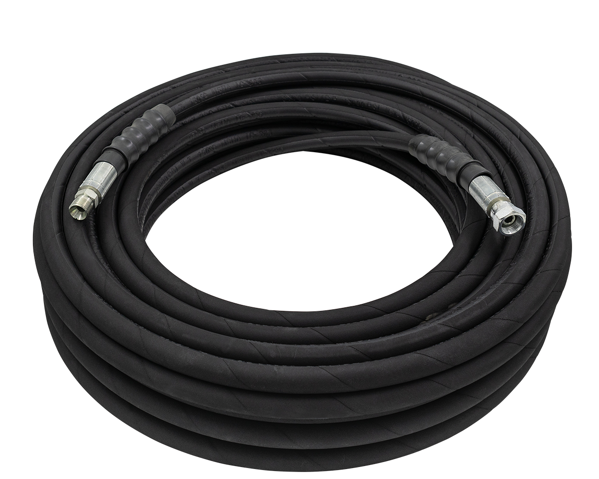 3/8" R2 2 Wire Hose - Black - 6,000 PSI - Lenflex[165 R2J400 10MN 3/8MX3/8 FS]