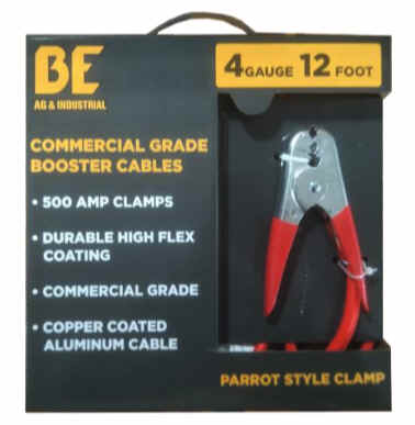 12? Booster Cables - Parrot Clamps