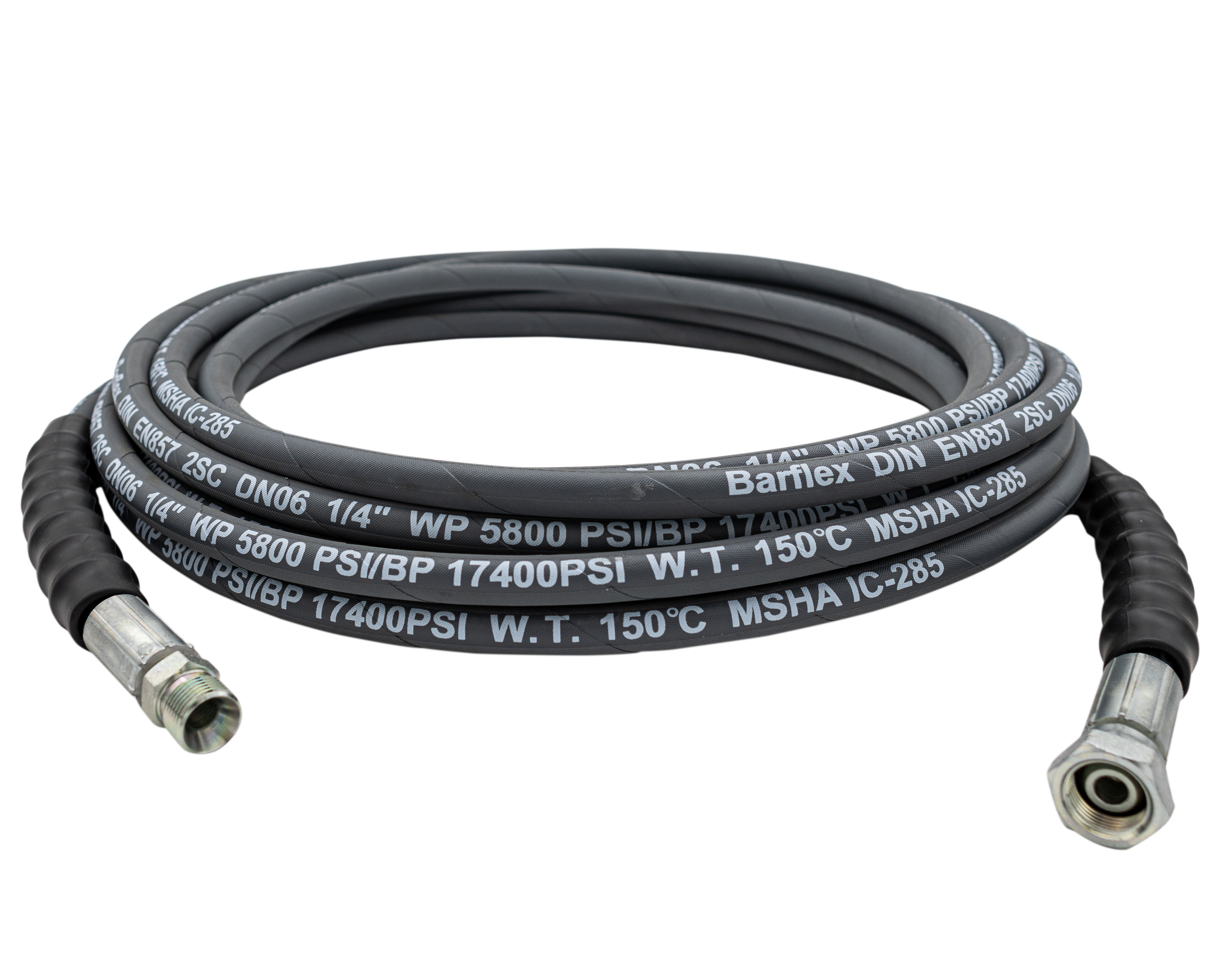 1/4" R2 2 Wire Hose - Grey - 5,8000 PSI - Lenflex[Was 165 R2J200 10ML 3/8FS X 3/8M] [165 R2J200 10ML 3/8MX3/8FS]